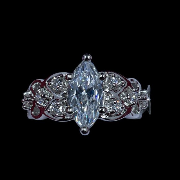 Swarovski Marquise Ring White Gold SZ 7 Romantic Coquette Glam Vintagecore Bling - Picture 4 of 9